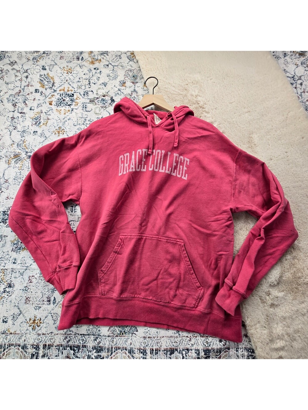 Grace College Red Hooded Sweatshirt Hoodie Women Large